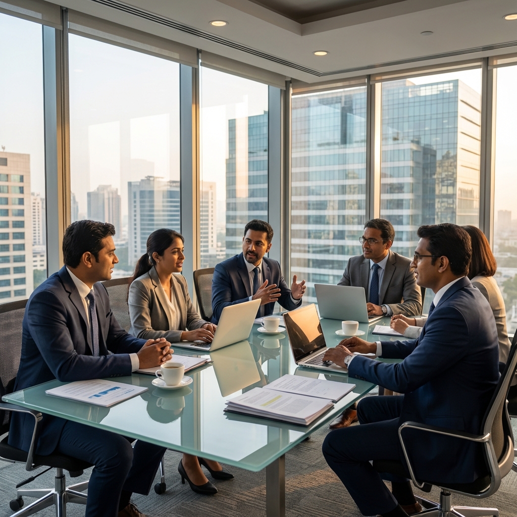 Professional team meeting and collaboration